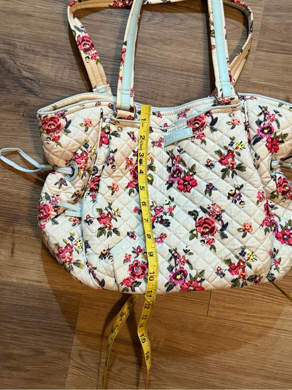 Vera Bradley Quilted Floral Tote with Light Blue Accents – Classic Floral Print - Picture 9 of 10